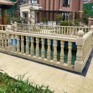 玉林黄金麻花岗岩石材栏杆，扶手，将军柱，花瓶柱