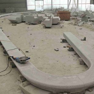 玉林 芝麻白花岗岩弧形花坛石，坐凳石