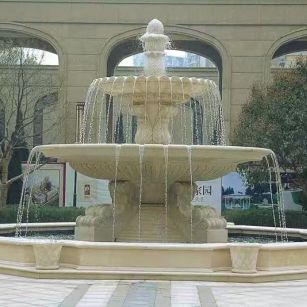 玉林 黄金麻花岗岩异型加工——户外庭院石雕流水喷泉