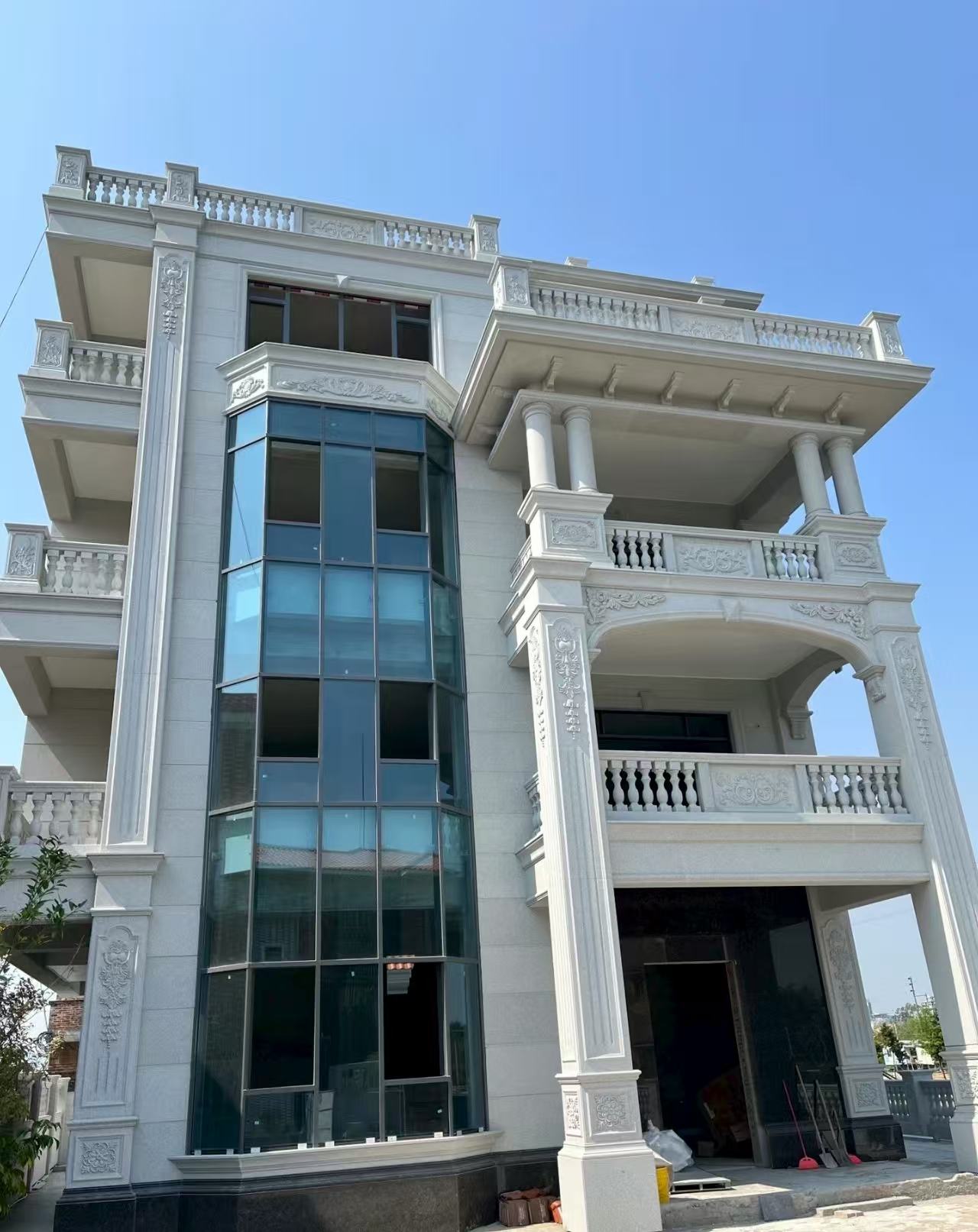 玉林 白麻花岗岩别墅外墙干挂效果展示