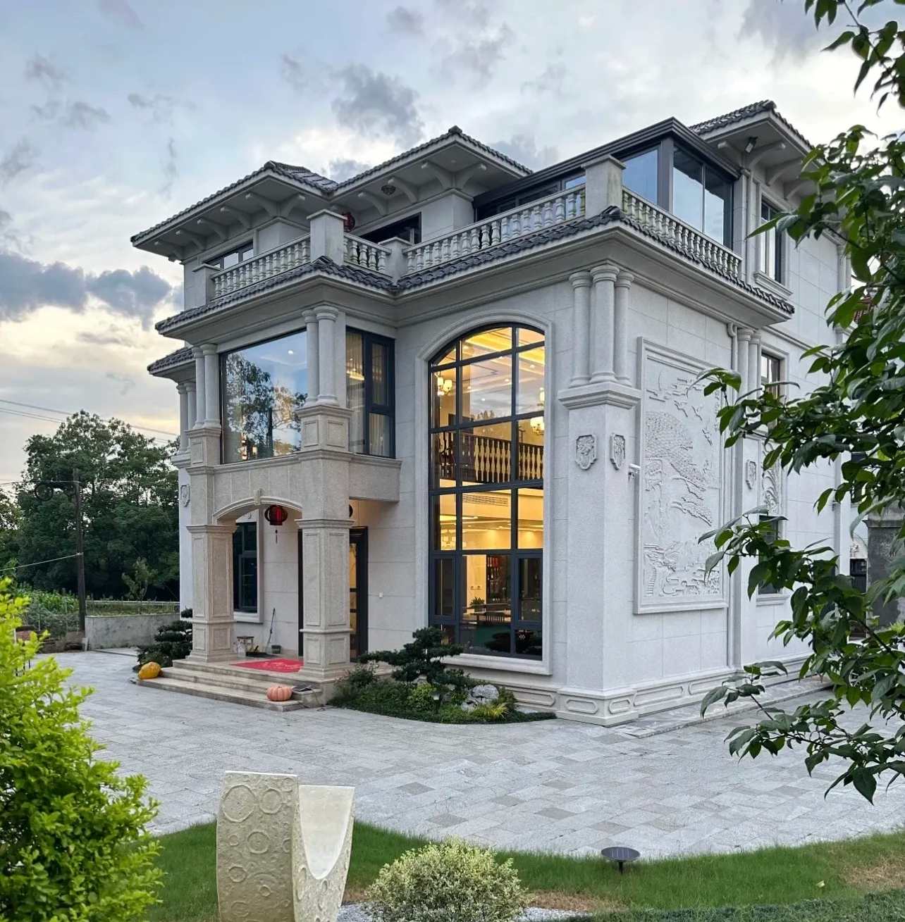 玉林 白麻花岗岩私人别墅干挂石材豪华定制