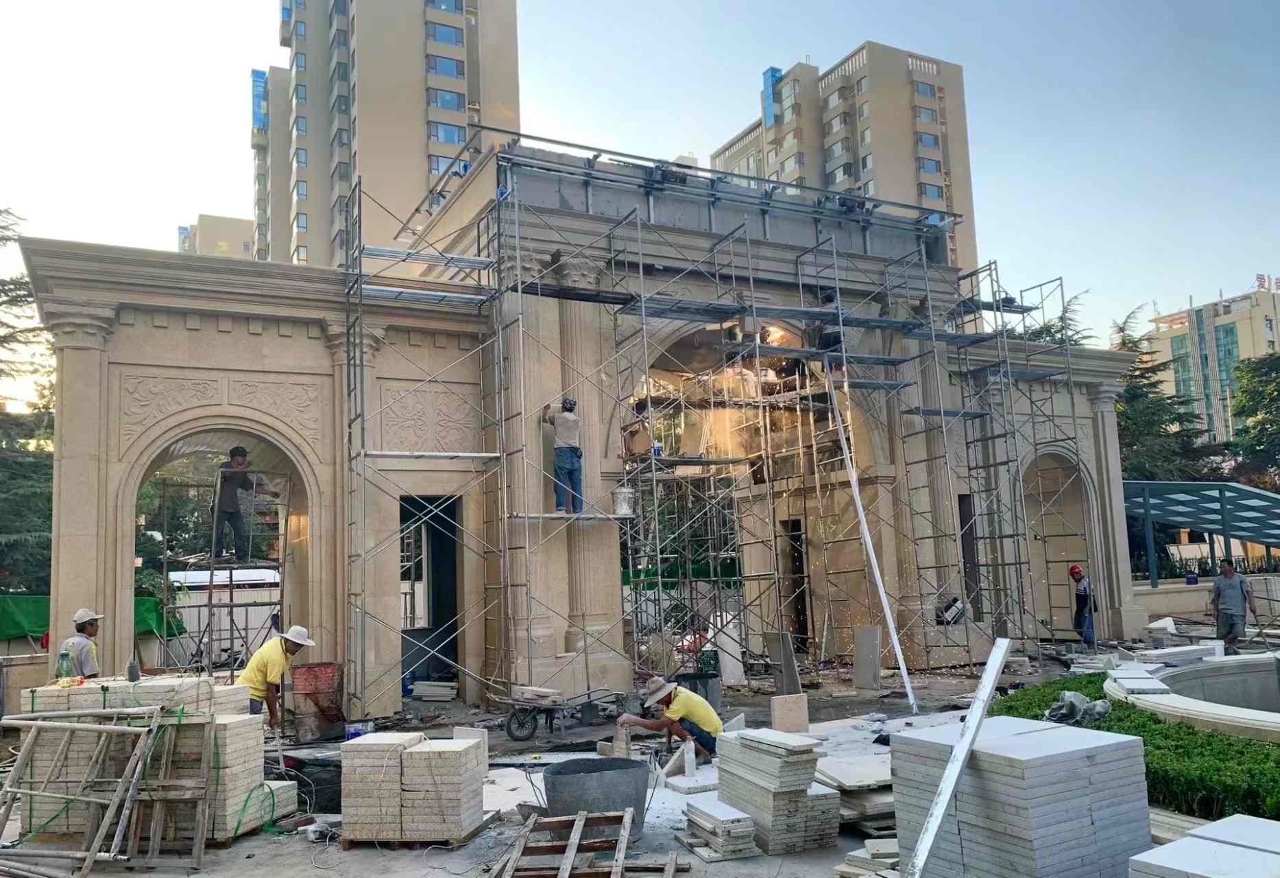 玉林 黄金麻荔枝面花岗岩小区门楼外墙干挂